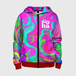 Толстовка на молнии детская Abstract floral pattern - aloha, цвет: 3D-красный