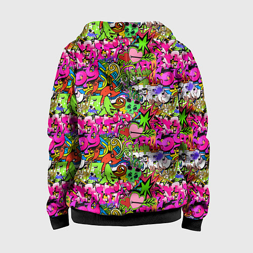 Детская толстовка на молнии Hip Hop Graffiti / 3D-Черный – фото 2