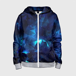 Детская толстовка на молнии Синие осколки из мелких абстрактных части калейдос