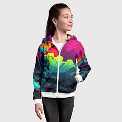 Толстовка на молнии детская Кислотная яркая абстракция, цвет: 3D-белый — фото 2