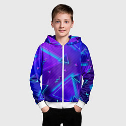 Толстовка на молнии детская Neon Pattern colored, цвет: 3D-белый — фото 2