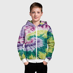Толстовка на молнии детская Тай-дай скруточка, цвет: 3D-белый — фото 2