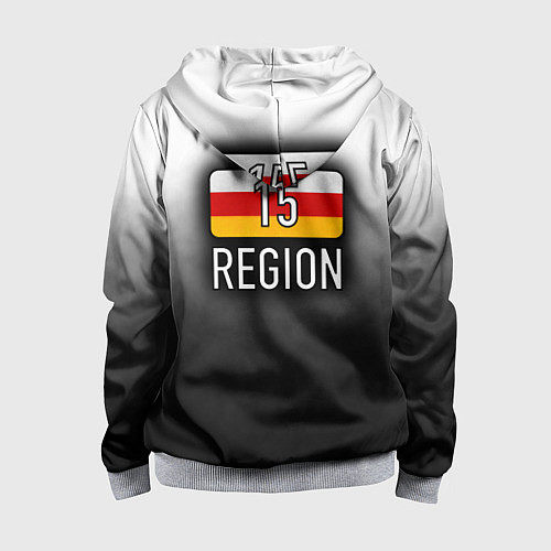Детская толстовка на молнии 15 регион на спине / 3D-Меланж – фото 2