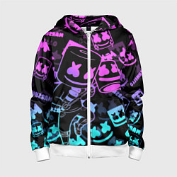 Детская толстовка на молнии Marshmello neon pattern