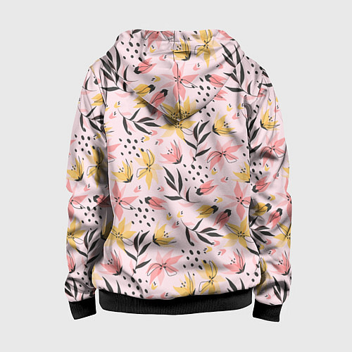 Детская толстовка на молнии Абстрактный паттерн с цветами / 3D-Черный – фото 2