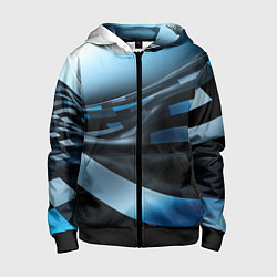 Детская толстовка на молнии Черно-синий абстрактный спортивный стиль