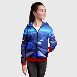Толстовка на молнии детская Синие объемные блестящие плиты, цвет: 3D-красный — фото 2