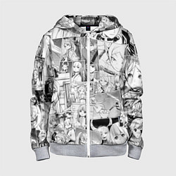 Толстовка на молнии детская Провожающая в последний путь Фрирен узор, цвет: 3D-меланж