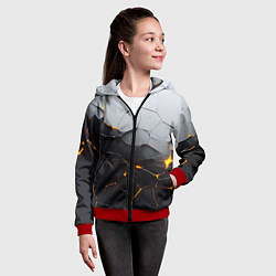 Толстовка на молнии детская Неоновые трещины, цвет: 3D-красный — фото 2