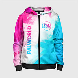 Толстовка на молнии детская Palworld neon gradient style вертикально, цвет: 3D-черный