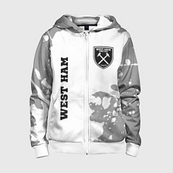Толстовка на молнии детская West Ham sport на светлом фоне вертикально, цвет: 3D-белый