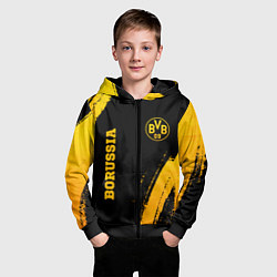 Толстовка на молнии детская Borussia - gold gradient вертикально, цвет: 3D-черный — фото 2