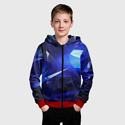 Толстовка на молнии детская Black and blue abstract background sport style, цвет: 3D-красный — фото 2