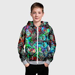 Толстовка на молнии детская Слоники в орнаменте, цвет: 3D-меланж — фото 2