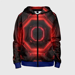 Толстовка на молнии детская Nvidia style black and red neon, цвет: 3D-синий