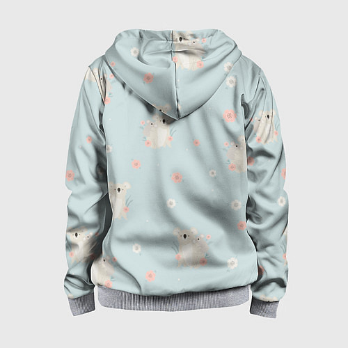 Детская толстовка на молнии Коалы и цветы / 3D-Меланж – фото 2