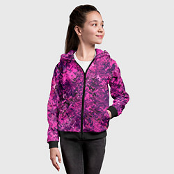 Толстовка на молнии детская Абстрактная текстура тёмно-розовый, цвет: 3D-черный — фото 2