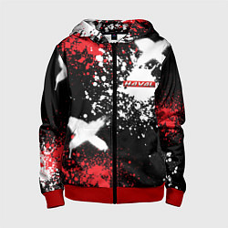 Детская толстовка на молнии Хавал на фоне граффити и брызг красок