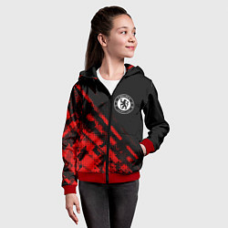 Толстовка на молнии детская Chelsea sport grunge, цвет: 3D-красный — фото 2