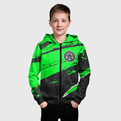 Толстовка на молнии детская Leicester City sport green, цвет: 3D-черный — фото 2
