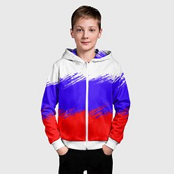 Толстовка на молнии детская Триколор штрихи, цвет: 3D-белый — фото 2