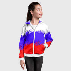 Толстовка на молнии детская Триколор штрихи, цвет: 3D-белый — фото 2