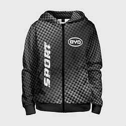 Толстовка на молнии детская BYD sport carbon, цвет: 3D-черный