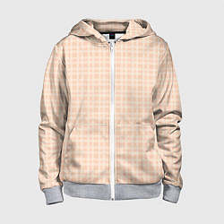 Толстовка на молнии детская Светлый персиковый клетчатый, цвет: 3D-меланж