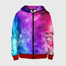 Толстовка на молнии детская Colorful smoke, цвет: 3D-красный