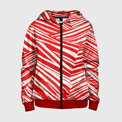 Толстовка на молнии детская Упавшая полоска, цвет: 3D-красный
