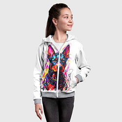 Толстовка на молнии детская Доберман маркерами, цвет: 3D-меланж — фото 2