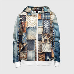 Детская толстовка на молнии Змеиная кожа - пэчворк