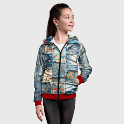 Толстовка на молнии детская Пэчворк из Турции, цвет: 3D-красный — фото 2