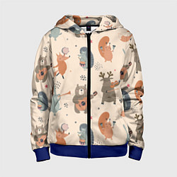 Детская толстовка на молнии Животные с инструментами