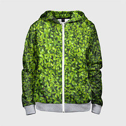Толстовка на молнии детская Зелёная трава листья, цвет: 3D-меланж