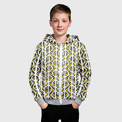 Толстовка на молнии детская Жёлто-белый паттерн конструкция, цвет: 3D-меланж — фото 2