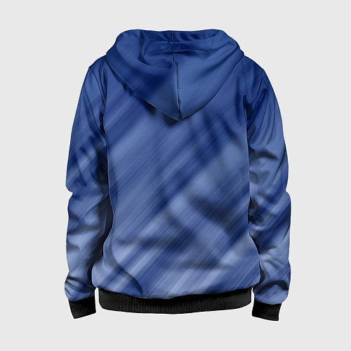 Детская толстовка на молнии Белые полосы на синем фоне / 3D-Черный – фото 2