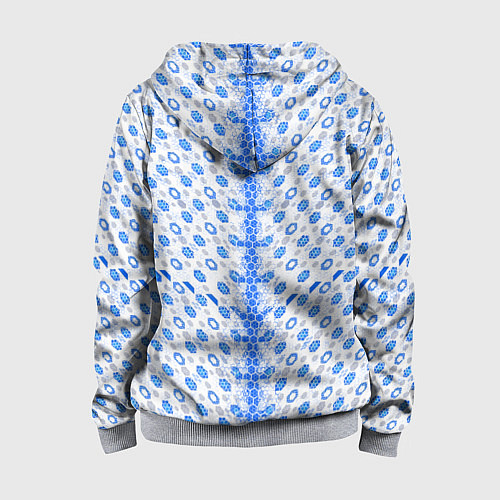 Детская толстовка на молнии Синие киберпанк ячейки на белом фоне / 3D-Меланж – фото 2