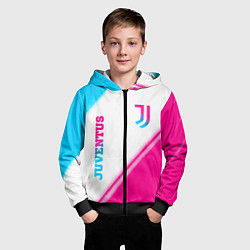 Толстовка на молнии детская Juventus neon gradient style вертикально, цвет: 3D-черный — фото 2