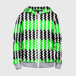 Детская толстовка на молнии Вертикальные чёрно-зелёные полосы