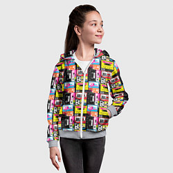 Толстовка на молнии детская Цветные аудиокассеты, цвет: 3D-меланж — фото 2