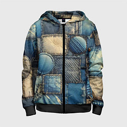 Детская толстовка на молнии Denim patchwork - ai art