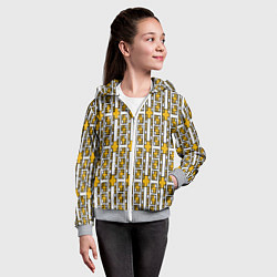 Толстовка на молнии детская Жёлтые и белые кирпичики на белом фоне, цвет: 3D-меланж — фото 2