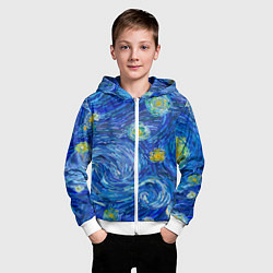 Толстовка на молнии детская Мазки ван гога, цвет: 3D-белый — фото 2