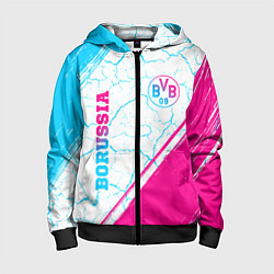 Толстовка на молнии детская Borussia neon gradient style вертикально, цвет: 3D-черный