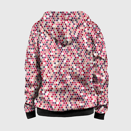 Детская толстовка на молнии Паттерн соты розовый / 3D-Черный – фото 2