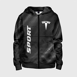 Толстовка на молнии детская Tesla sport metal, цвет: 3D-черный
