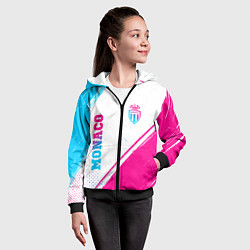 Толстовка на молнии детская Monaco neon gradient style вертикально, цвет: 3D-черный — фото 2