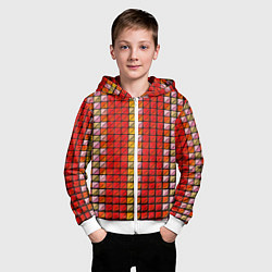 Толстовка на молнии детская Красные плитки, цвет: 3D-белый — фото 2