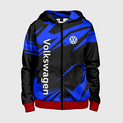 Толстовка на молнии детская Volkswagen - blue stripes, цвет: 3D-красный